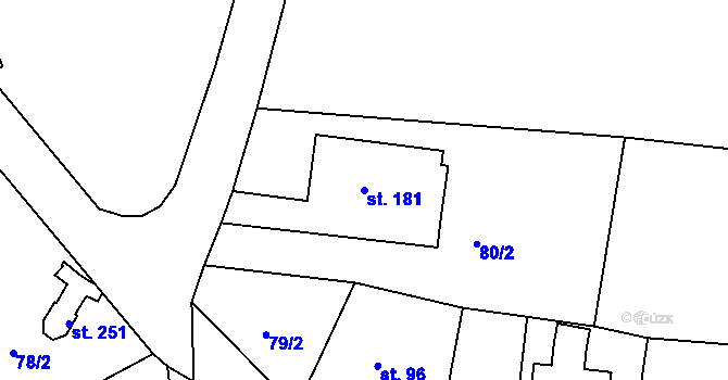 Parcela st. 181 v KÚ Bouzov, Katastrální mapa