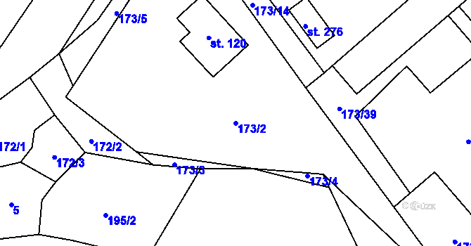 Parcela st. 173/2 v KÚ Bouzov, Katastrální mapa