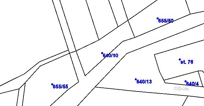 Parcela st. 640/10 v KÚ Bouzov, Katastrální mapa