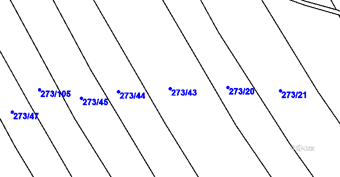 Parcela st. 273/43 v KÚ Bouzov, Katastrální mapa