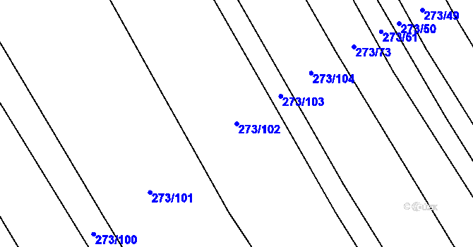 Parcela st. 273/102 v KÚ Bouzov, Katastrální mapa
