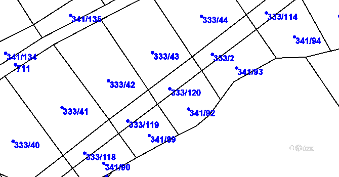 Parcela st. 333/120 v KÚ Bouzov, Katastrální mapa