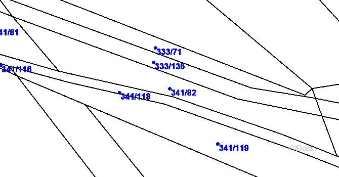 Parcela st. 341/82 v KÚ Bouzov, Katastrální mapa