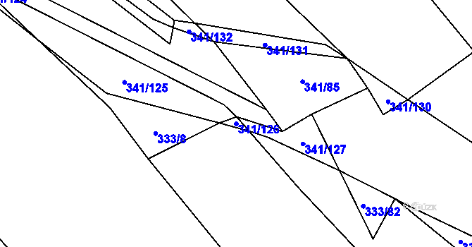 Parcela st. 341/126 v KÚ Bouzov, Katastrální mapa