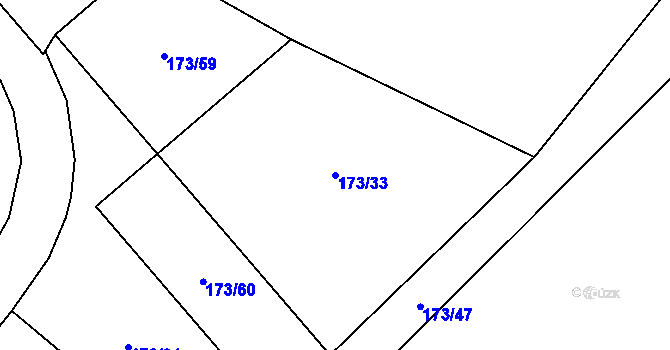 Parcela st. 173/33 v KÚ Bouzov, Katastrální mapa