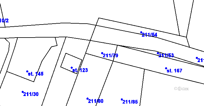 Parcela st. 211/79 v KÚ Bouzov, Katastrální mapa