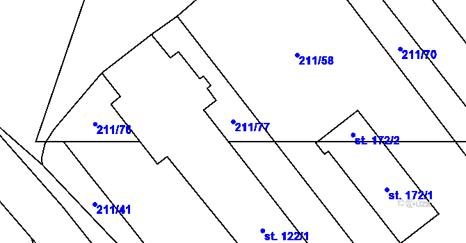 Parcela st. 211/77 v KÚ Bouzov, Katastrální mapa