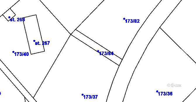 Parcela st. 173/84 v KÚ Bouzov, Katastrální mapa