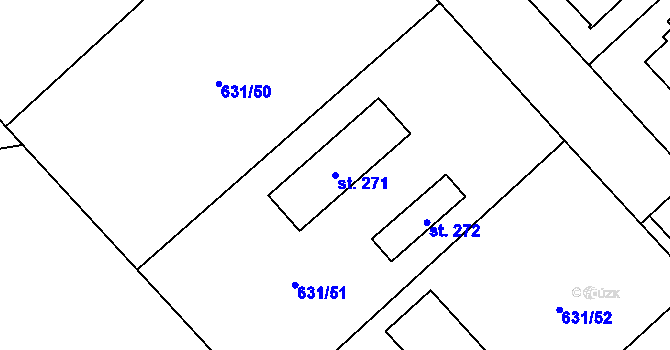 Parcela st. 271 v KÚ Bouzov, Katastrální mapa