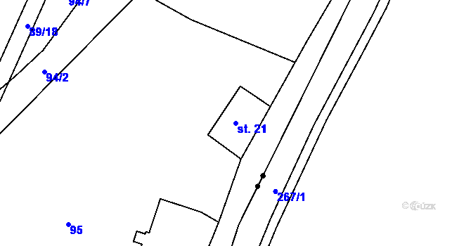 Parcela st. 21 v KÚ Doly u Bouzova, Katastrální mapa