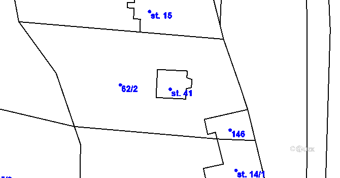 Parcela st. 41 v KÚ Doly u Bouzova, Katastrální mapa