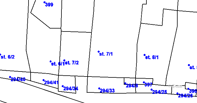 Parcela st. 7/1 v KÚ Hvozdečko, Katastrální mapa
