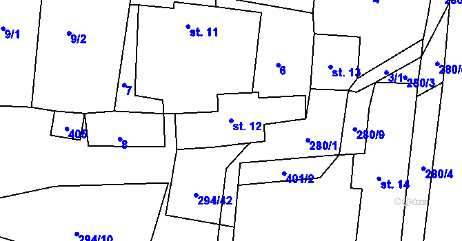 Parcela st. 12 v KÚ Hvozdečko, Katastrální mapa