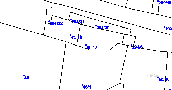 Parcela st. 17 v KÚ Hvozdečko, Katastrální mapa