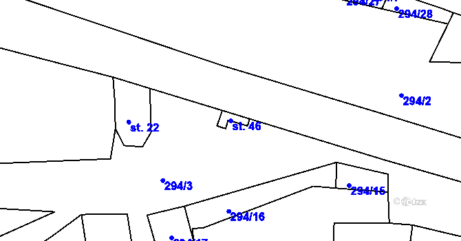 Parcela st. 46 v KÚ Hvozdečko, Katastrální mapa