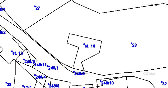Parcela st. 10 v KÚ Jeřmaň, Katastrální mapa