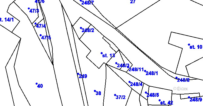 Parcela st. 13 v KÚ Jeřmaň, Katastrální mapa