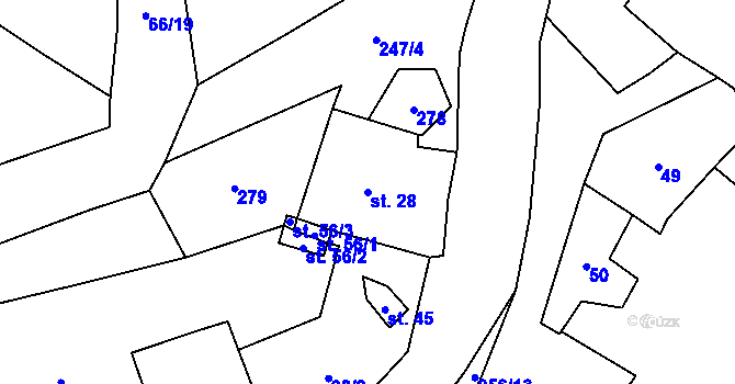 Parcela st. 28 v KÚ Jeřmaň, Katastrální mapa