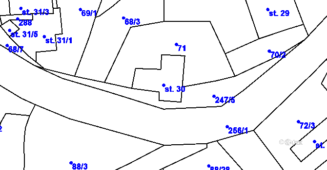 Parcela st. 30 v KÚ Jeřmaň, Katastrální mapa