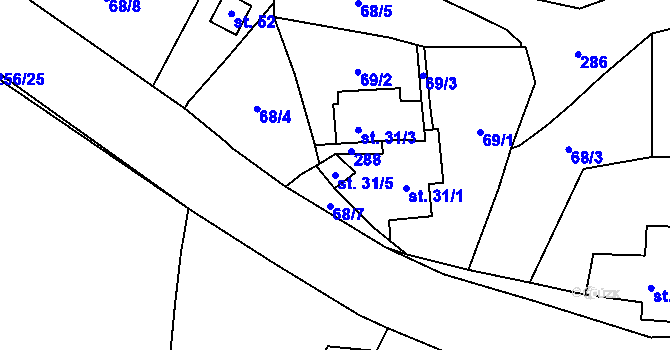 Parcela st. 31/5 v KÚ Jeřmaň, Katastrální mapa