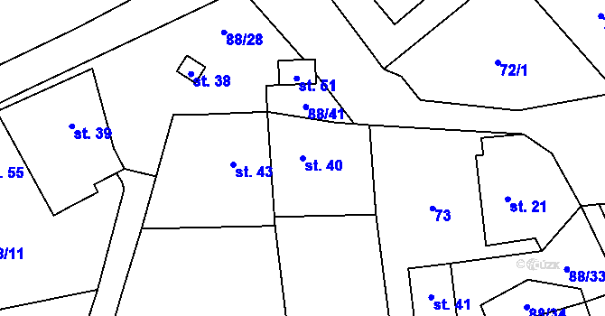Parcela st. 40 v KÚ Jeřmaň, Katastrální mapa