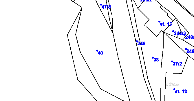 Parcela st. 40 v KÚ Jeřmaň, Katastrální mapa