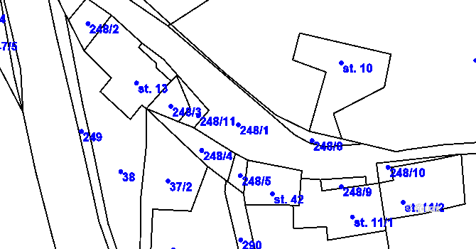 Parcela st. 248/1 v KÚ Jeřmaň, Katastrální mapa