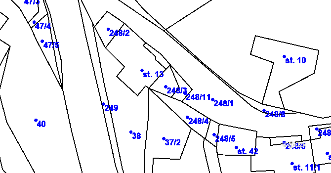 Parcela st. 248/3 v KÚ Jeřmaň, Katastrální mapa