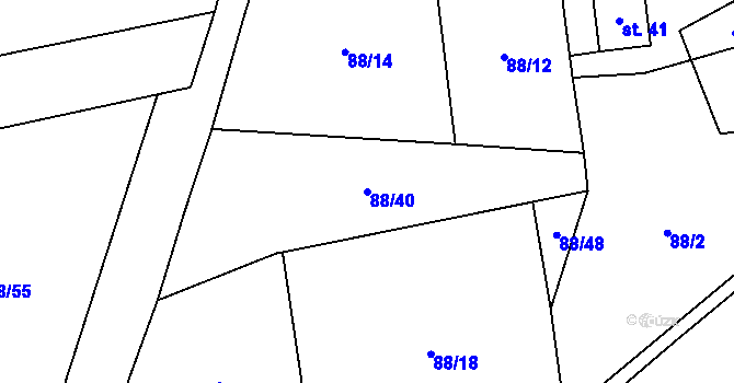 Parcela st. 88/40 v KÚ Jeřmaň, Katastrální mapa