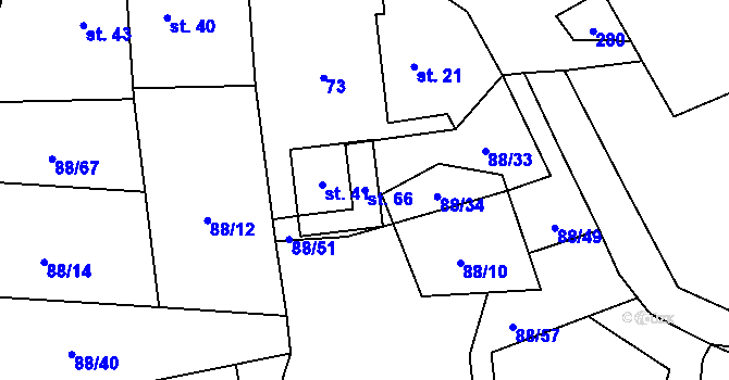 Parcela st. 66 v KÚ Jeřmaň, Katastrální mapa