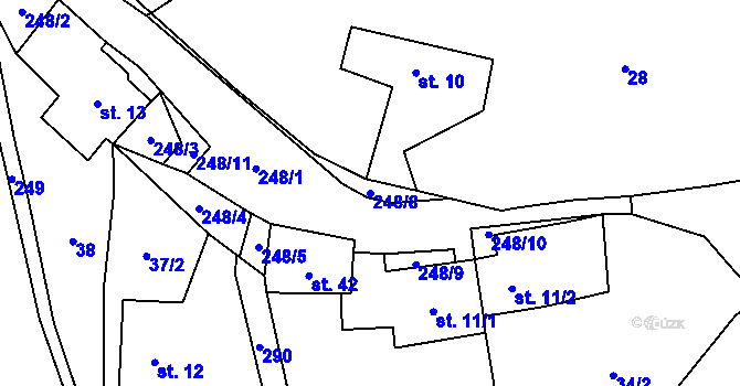 Parcela st. 248/8 v KÚ Jeřmaň, Katastrální mapa