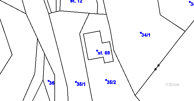 Parcela st. 69 v KÚ Jeřmaň, Katastrální mapa