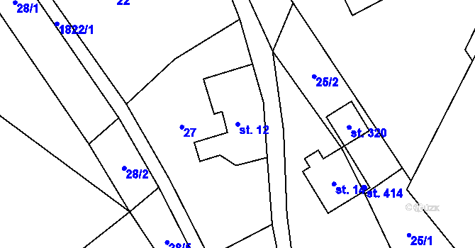 Parcela st. 12 v KÚ Bozkov, Katastrální mapa