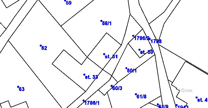 Parcela st. 31 v KÚ Bozkov, Katastrální mapa
