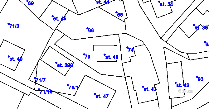 Parcela st. 46 v KÚ Bozkov, Katastrální mapa