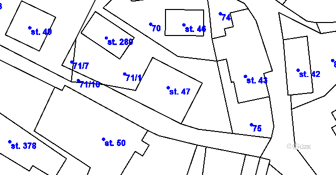 Parcela st. 47 v KÚ Bozkov, Katastrální mapa
