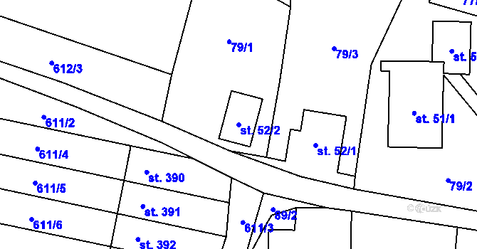 Parcela st. 52/2 v KÚ Bozkov, Katastrální mapa