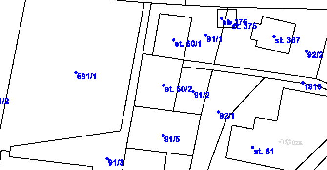 Parcela st. 60/2 v KÚ Bozkov, Katastrální mapa