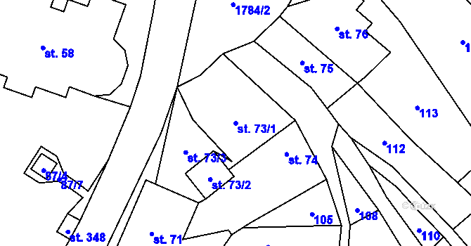 Parcela st. 73/1 v KÚ Bozkov, Katastrální mapa