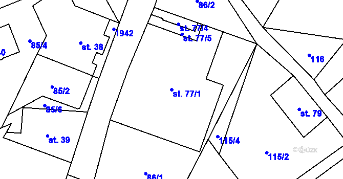 Parcela st. 77/1 v KÚ Bozkov, Katastrální mapa