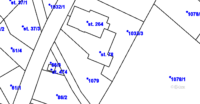 Parcela st. 78 v KÚ Bozkov, Katastrální mapa