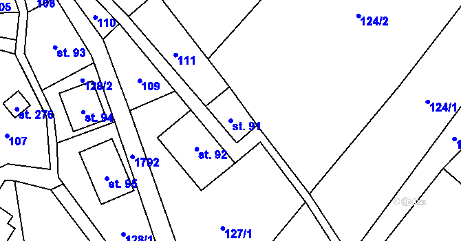 Parcela st. 91 v KÚ Bozkov, Katastrální mapa