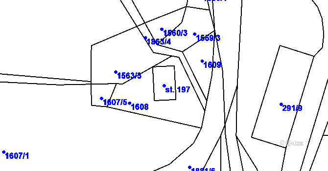 Parcela st. 197 v KÚ Bozkov, Katastrální mapa