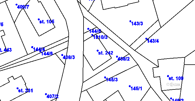 Parcela st. 242 v KÚ Bozkov, Katastrální mapa
