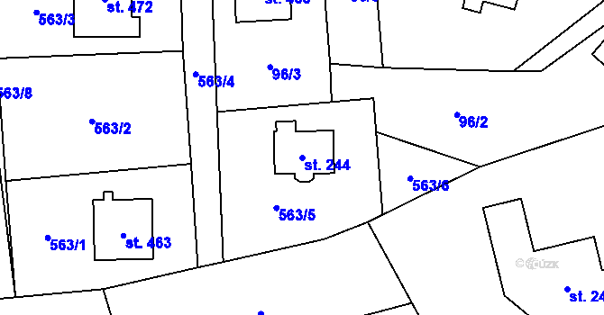 Parcela st. 244 v KÚ Bozkov, Katastrální mapa