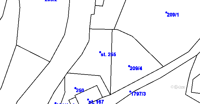 Parcela st. 255 v KÚ Bozkov, Katastrální mapa