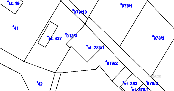 Parcela st. 281/1 v KÚ Bozkov, Katastrální mapa