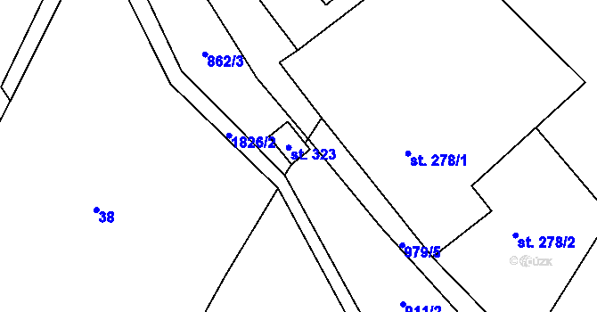 Parcela st. 323 v KÚ Bozkov, Katastrální mapa