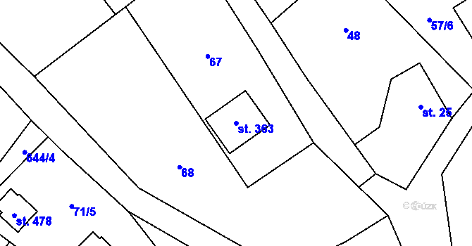 Parcela st. 363 v KÚ Bozkov, Katastrální mapa