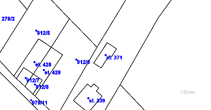 Parcela st. 371 v KÚ Bozkov, Katastrální mapa